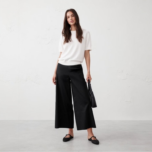 NWT Banana Republic LINEN-BLEND EASY WIDE-LEG CROP PANT - Picture 1 of 8